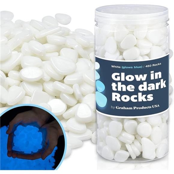 Glow in The Dark Rocks 450PCS,Glowing Fish Tank Pebble-Indoor/Outdoor Yard Décor - Picture 1 of 6